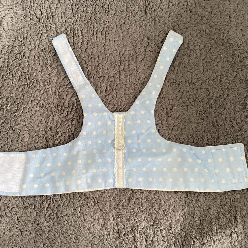 NEW- SMALL DOG HARNESS BABY BLUE REVERSIBLE - HANDMADE